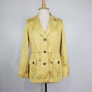 Nie + Zoe Yellow Lightweight Button Front Drawstring Waist Jacket Size M